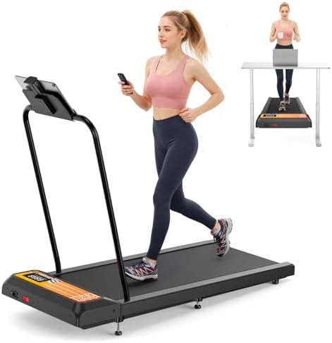 Walking Treadmill Pad with Handle Bar  Silent and Foldable Fitness Equipment  Treadmill with 4 in 1 Modes  Easy Assembly  Portable Home Gym Equipment