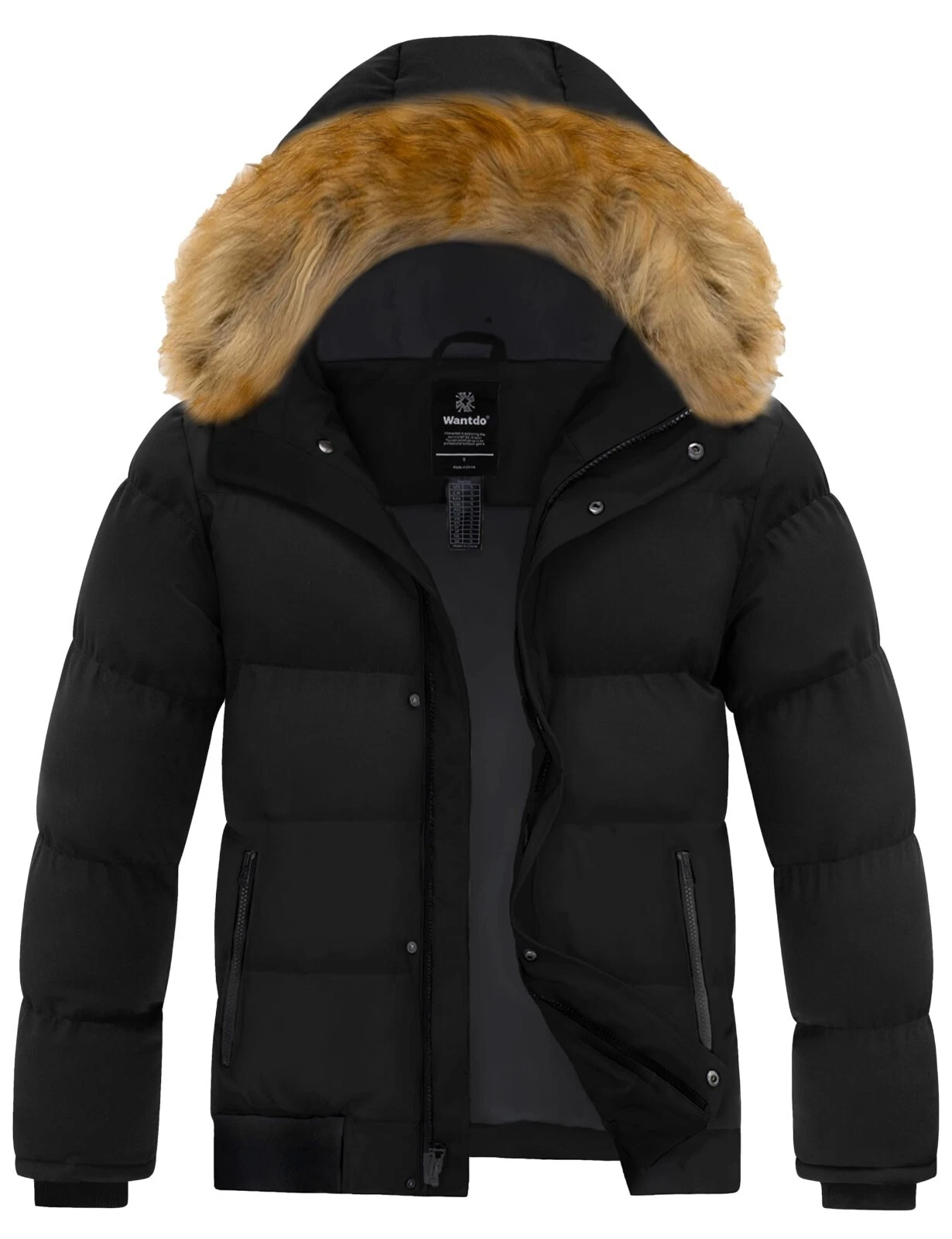 Wantdo Men s Hooded Puffer Jacket Waterproof Winter Coat Warmth Winter Jacket