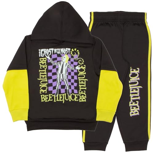 Talla 10-12 - Warner Bros Beetlejuice Boys Matching Sets Pullover Hoodie and Pants Fleece Set for Boys 2 Piece Bundle with Graphic Print