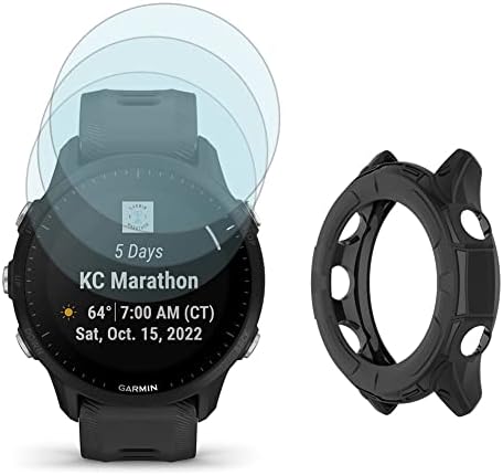 Watch Screen Protector  3 1Pack  Compatible with Garmin Forerunner 955/955 Solar  Tempered Glass Film Anti Scratch High Definition Full Coverage and Soft TPU Protective Case