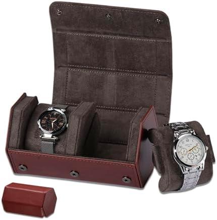 Watch Travel Case for Men  3 Slot Watch Box Organizer Display Case   Portable Watch Storage & Travel Case   Watch Roll Fits All Wrist Watches & Smart Watches Up to 50mm