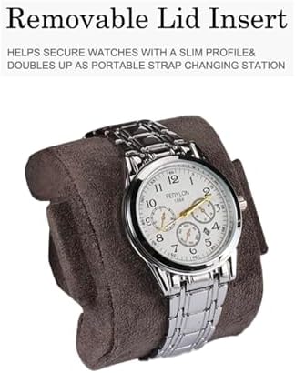 Watch Travel Case for Men  3 Slot Watch Box Organizer Display Case   Portable Watch Storage & Travel Case   Watch Roll Fits All Wrist Watches & Smart Watches Up to 50mm