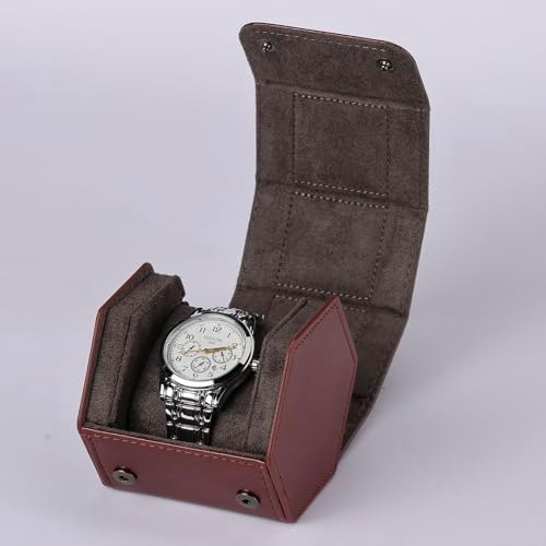 Watch Travel Case for Men  3 Slot Watch Box Organizer Display Case   Portable Watch Storage & Travel Case   Watch Roll Fits All Wrist Watches & Smart Watches Up to 50mm