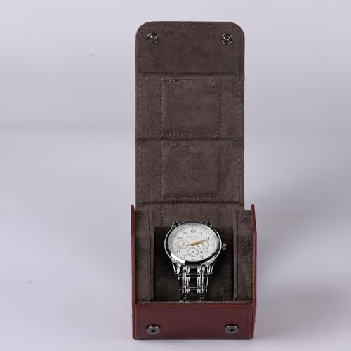 Watch Travel Case for Men  3 Slot Watch Box Organizer Display Case   Portable Watch Storage & Travel Case   Watch Roll Fits All Wrist Watches & Smart Watches Up to 50mm
