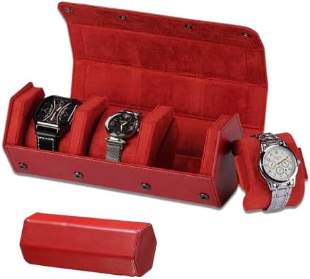 Watch Travel Case for Men  3 Slot Watch Box Organizer Display Case   Portable Watch Storage & Travel Case   Watch Roll Fits All Wrist Watches & Smart Watches Up to 50mm