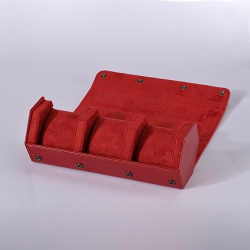 Watch Travel Case for Men  3 Slot Watch Box Organizer Display Case   Portable Watch Storage & Travel Case   Watch Roll Fits All Wrist Watches & Smart Watches Up to 50mm