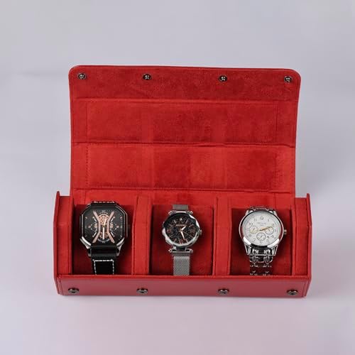 Watch Travel Case for Men  3 Slot Watch Box Organizer Display Case   Portable Watch Storage & Travel Case   Watch Roll Fits All Wrist Watches & Smart Watches Up to 50mm