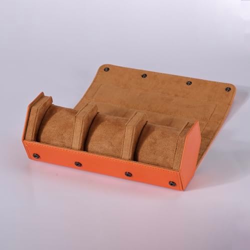 Watch Travel Case for Men  3 Slot Watch Box Organizer Display Case   Portable Watch Storage & Travel Case   Watch Roll Fits All Wrist Watches & Smart Watches Up to 50mm