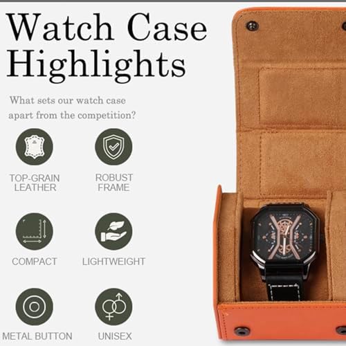 Watch Travel Case for Men  3 Slot Watch Box Organizer Display Case   Portable Watch Storage & Travel Case   Watch Roll Fits All Wrist Watches & Smart Watches Up to 50mm