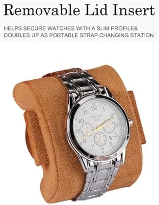 Watch Travel Case for Men  3 Slot Watch Box Organizer Display Case   Portable Watch Storage & Travel Case   Watch Roll Fits All Wrist Watches & Smart Watches Up to 50mm