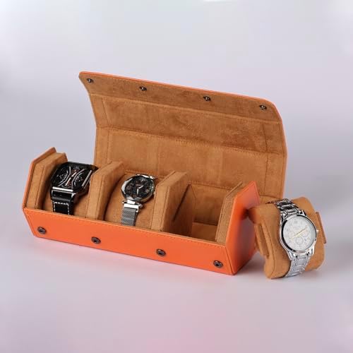 Watch Travel Case for Men  3 Slot Watch Box Organizer Display Case   Portable Watch Storage & Travel Case   Watch Roll Fits All Wrist Watches & Smart Watches Up to 50mm