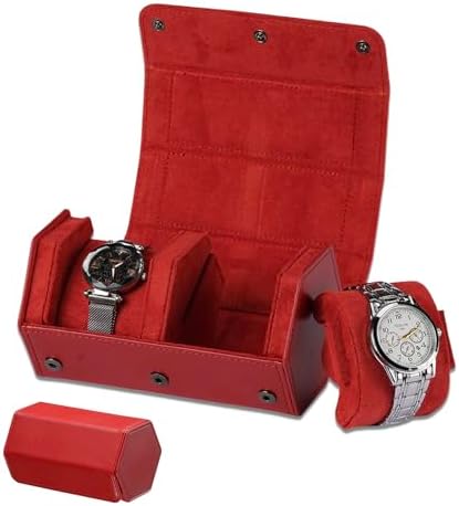 Watch Travel Case for Men  3 Slot Watch Box Organizer Display Case   Portable Watch Storage & Travel Case   Watch Roll Fits All Wrist Watches & Smart Watches Up to 50mm