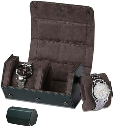 Watch Travel Case for Men  3 Slot Watch Box Organizer Display Case   Portable Watch Storage & Travel Case   Watch Roll Fits All Wrist Watches & Smart Watches Up to 50mm