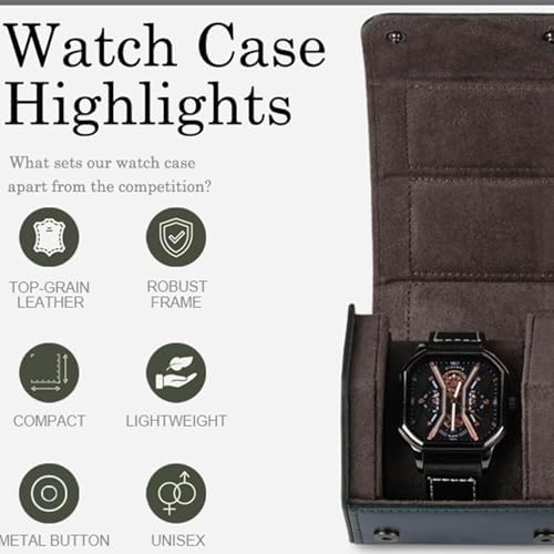 Watch Travel Case for Men  3 Slot Watch Box Organizer Display Case   Portable Watch Storage & Travel Case   Watch Roll Fits All Wrist Watches & Smart Watches Up to 50mm