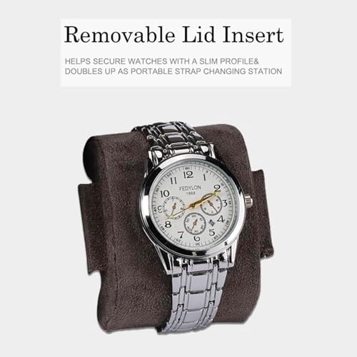 Watch Travel Case for Men  3 Slot Watch Box Organizer Display Case   Portable Watch Storage & Travel Case   Watch Roll Fits All Wrist Watches & Smart Watches Up to 50mm