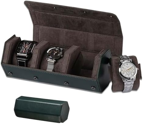 Watch Travel Case for Men  3 Slot Watch Box Organizer Display Case   Portable Watch Storage & Travel Case   Watch Roll Fits All Wrist Watches & Smart Watches Up to 50mm