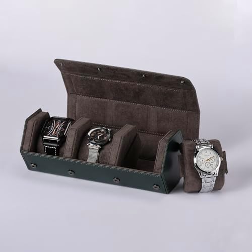 Watch Travel Case for Men  3 Slot Watch Box Organizer Display Case   Portable Watch Storage & Travel Case   Watch Roll Fits All Wrist Watches & Smart Watches Up to 50mm