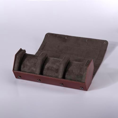 Watch Travel Case for Men  3 Slot Watch Box Organizer Display Case   Portable Watch Storage & Travel Case   Watch Roll Fits All Wrist Watches & Smart Watches Up to 50mm