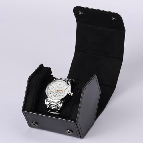 Watch Travel Case for Men  3 Slot Watch Box Organizer Display Case   Portable Watch Storage & Travel Case   Watch Roll Fits All Wrist Watches & Smart Watches Up to 50mm