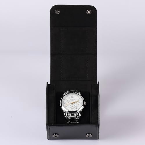 Watch Travel Case for Men  3 Slot Watch Box Organizer Display Case   Portable Watch Storage & Travel Case   Watch Roll Fits All Wrist Watches & Smart Watches Up to 50mm