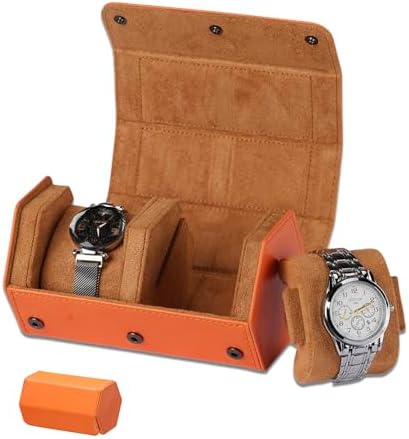 Watch Travel Case for Men  3 Slot Watch Box Organizer Display Case   Portable Watch Storage & Travel Case   Watch Roll Fits All Wrist Watches & Smart Watches Up to 50mm