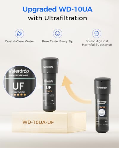 Waterdrop 10UA UF 0 01  m Ultra Filtration Under Sink Water Filter System  1 Year  Reduces Lead  Chlorine  Bad Taste & Odor  Direct Connect to Kitchen Faucet  USA Tech