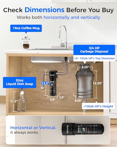 Waterdrop 10UA UF 0 01  m Ultra Filtration Under Sink Water Filter System  1 Year  Reduces Lead  Chlorine  Bad Taste & Odor  Direct Connect to Kitchen Faucet  USA Tech