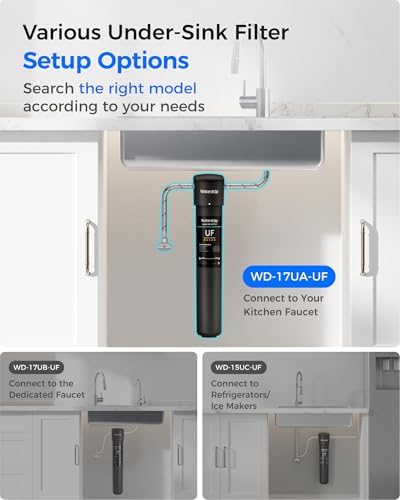 Waterdrop 17UA UF 0 01  m Ultra Filtration Under Sink Water Filter System  3 Years  Reduces Lead  Chlorine  Bad Taste & Odor  Direct Connect to Kitchen Faucet  USA Tech
