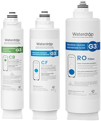 Waterdrop G3 CFCBRO Filter  Replacement for Waterdrop G3 W 400 GPD Reverse Osmosis System  Pack of 1 G3 N1CF  1 G3 N3CB  and 1 G3 N2RO Set Filter