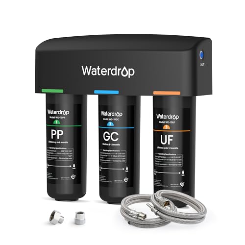 Waterdrop WD-TSA-UF - Filtro de agua para debajo del fregadero de 0.01 μm, sistema de filtración de agua debajo del fregadero, filtración de 9 etapas, reduce el cloro, el sabor y el olor, fluoruro,