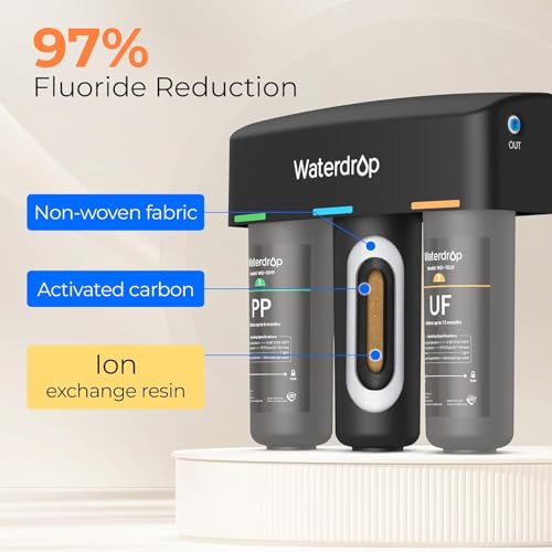 Waterdrop WD-TSA-UF - Filtro de agua para debajo del fregadero de 0.01 μm, sistema de filtración de agua debajo del fregadero, filtración de 9 etapas, reduce el cloro, el sabor y el olor, fluoruro,