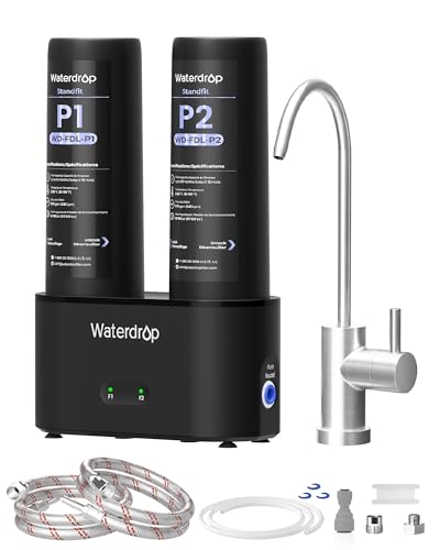 Waterdrop WD-TSA-UF - Filtro de agua para debajo del fregadero de 0.01 μm, sistema de filtración de agua debajo del fregadero, filtración de 9 etapas, reduce el cloro, el sabor y el olor, fluoruro,