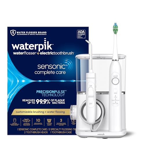 Waterpik Sensonic Complete Care Water Flosser and Rechargeable Electric Toothbrush Combo Set for Teeth Cleaning and Flossing  CC 04  White  Packaging May Vary