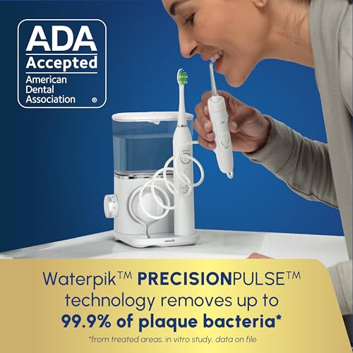 Waterpik Sensonic Complete Care Water Flosser and Rechargeable Electric Toothbrush Combo Set for Teeth Cleaning and Flossing  CC 04  White  Packaging May Vary