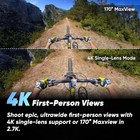 Cámara de acción 360 impermeable con sensores de 1/2" y 48 MP, video HDR activo 360 de 5,7 K...