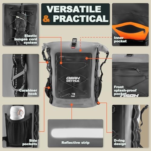 Waterproof Backpack Dry Bag 35L/55L/85L   Heavy Duty Roll Top Hiking Backpack for Travel  Kayaking  Boating  Camping  Rafting and Fishing