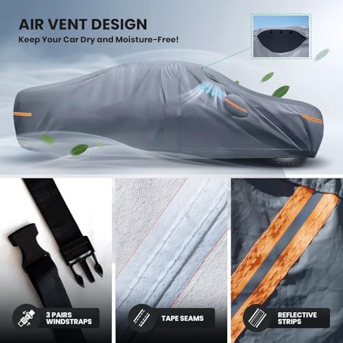 Waterproof Hyundai Kona 2017 2026  Car Cover with Breathable Vents   2026 Upgrade  Premium Covers with Cotton Liner and Zipper Door  Sun Rain Snow Dust Uv Protection  Gift with Towel