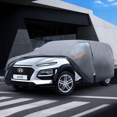 Waterproof Hyundai Kona 2017 2026  Car Cover with Breathable Vents   2026 Upgrade  Premium Covers with Cotton Liner and Zipper Door  Sun Rain Snow Dust Uv Protection  Gift with Towel