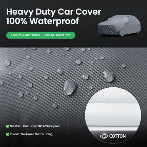 Waterproof Hyundai Kona 2017 2026  Car Cover with Breathable Vents   2026 Upgrade  Premium Covers with Cotton Liner and Zipper Door  Sun Rain Snow Dust Uv Protection  Gift with Towel