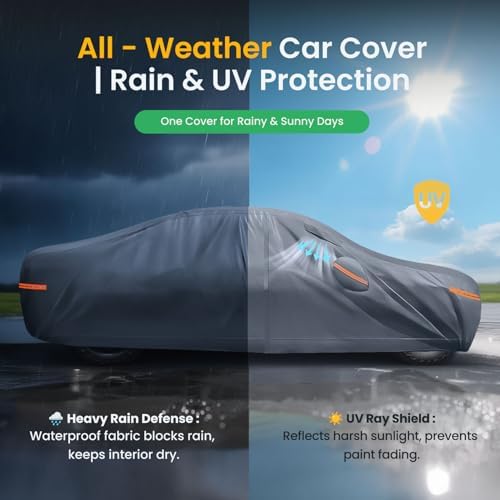 Waterproof Hyundai Kona 2017 2026  Car Cover with Breathable Vents   2026 Upgrade  Premium Covers with Cotton Liner and Zipper Door  Sun Rain Snow Dust Uv Protection  Gift with Towel