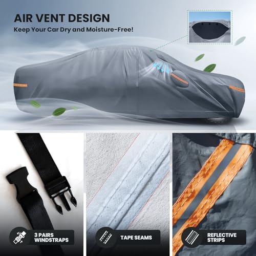 Waterproof Hyundai Kona 2017 2026  Car Cover with Breathable Vents   2026 Upgrade  Premium Covers with Cotton Liner and Zipper Door  Sun Rain Snow Dust Uv Protection  Gift with Towel