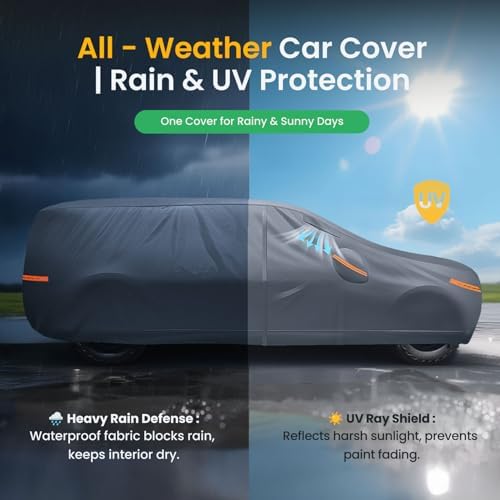 Waterproof Hyundai Kona 2017 2026  Car Cover with Breathable Vents   2026 Upgrade  Premium Covers with Cotton Liner and Zipper Door  Sun Rain Snow Dust Uv Protection  Gift with Towel