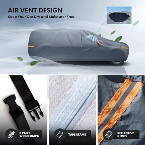 Waterproof Hyundai Kona 2017 2026  Car Cover with Breathable Vents   2026 Upgrade  Premium Covers with Cotton Liner and Zipper Door  Sun Rain Snow Dust Uv Protection  Gift with Towel