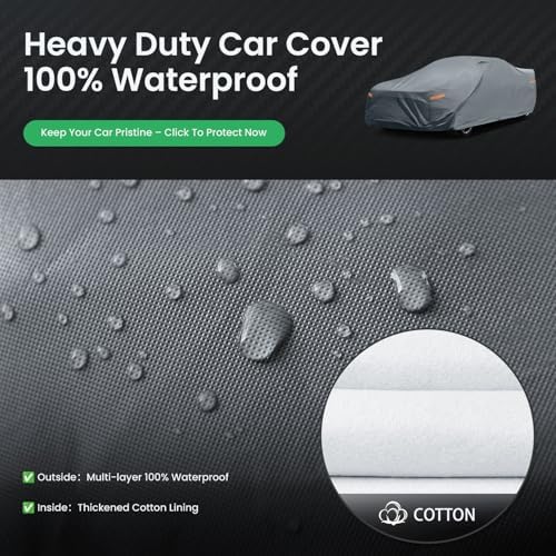 Waterproof Hyundai Kona 2017 2026  Car Cover with Breathable Vents   2026 Upgrade  Premium Covers with Cotton Liner and Zipper Door  Sun Rain Snow Dust Uv Protection  Gift with Towel