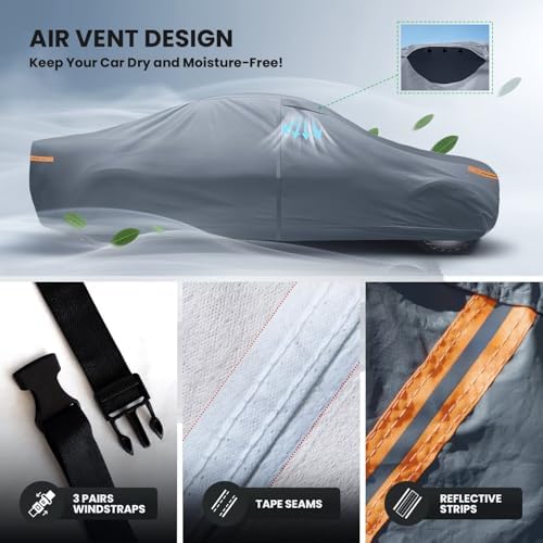 Waterproof Hyundai Kona 2017 2026  Car Cover with Breathable Vents   2026 Upgrade  Premium Covers with Cotton Liner and Zipper Door  Sun Rain Snow Dust Uv Protection  Gift with Towel