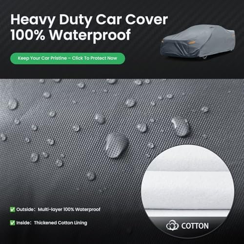 Waterproof Hyundai Kona 2017 2026  Car Cover with Breathable Vents   2026 Upgrade  Premium Covers with Cotton Liner and Zipper Door  Sun Rain Snow Dust Uv Protection  Gift with Towel