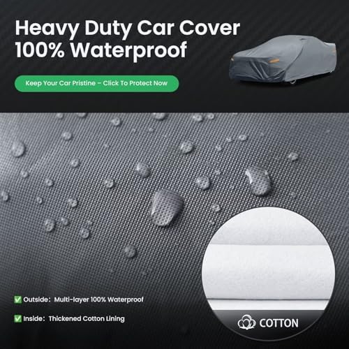 Waterproof Hyundai Kona 2017 2026  Car Cover with Breathable Vents   2026 Upgrade  Premium Covers with Cotton Liner and Zipper Door  Sun Rain Snow Dust Uv Protection  Gift with Towel