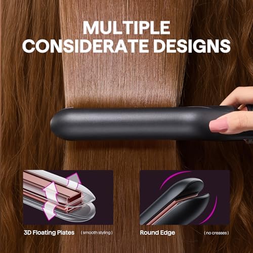 Wavytalk 3 in 1 Curling Wand Set  Multi Curl  Curling Iron Set with Heated Round Brush  Flat Iron Hair Straightener  1 1/4 inch Curling Iron  Dual Voltage Hair Curler