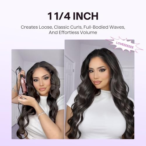 Wavytalk 3 in 1 Curling Wand Set  Multi Curl  Curling Iron Set with Heated Round Brush  Flat Iron Hair Straightener  1 1/4 inch Curling Iron  Dual Voltage Hair Curler