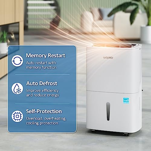 Waykar 150 Pints 2025 Energy Star Dehumidifier for Spaces up to 7 000 Sq  Ft at Commercial and Industrial Large Room  Warehouse  Storage  Home  Basement  with Drain Hose  Auto Defrost  Self Drying